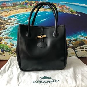 Longchamp-Roseau mini top handle leather purse